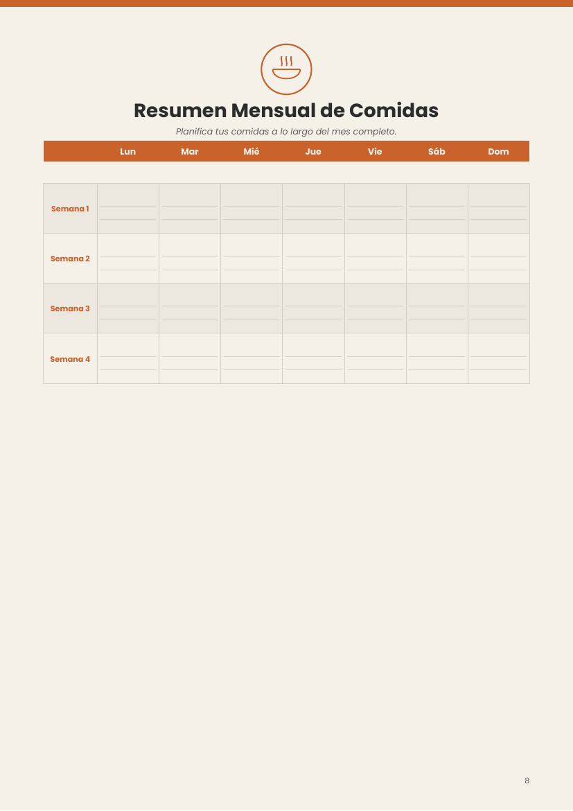 Meal Planner - Spanish Version