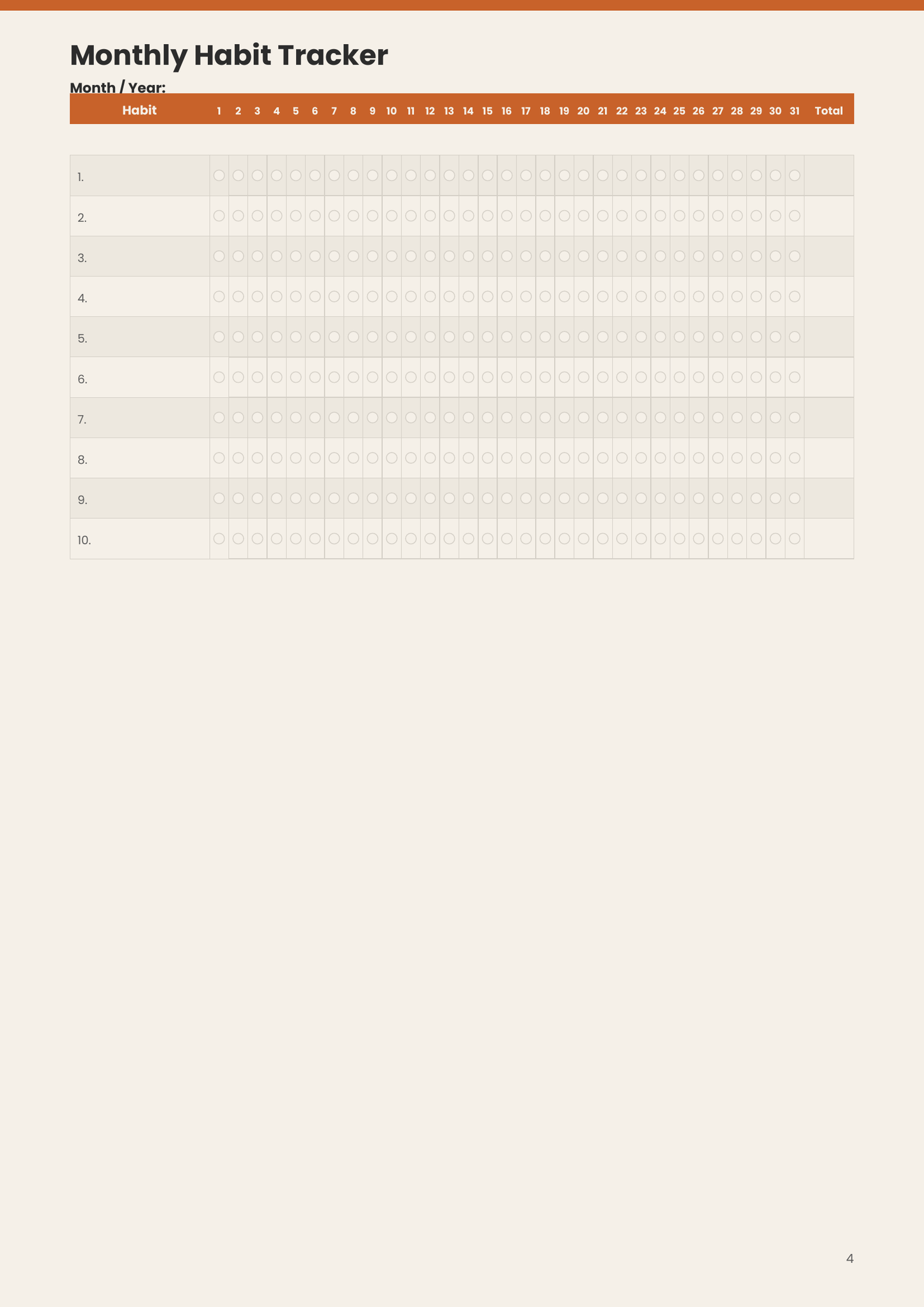 Habit Tracker English Version