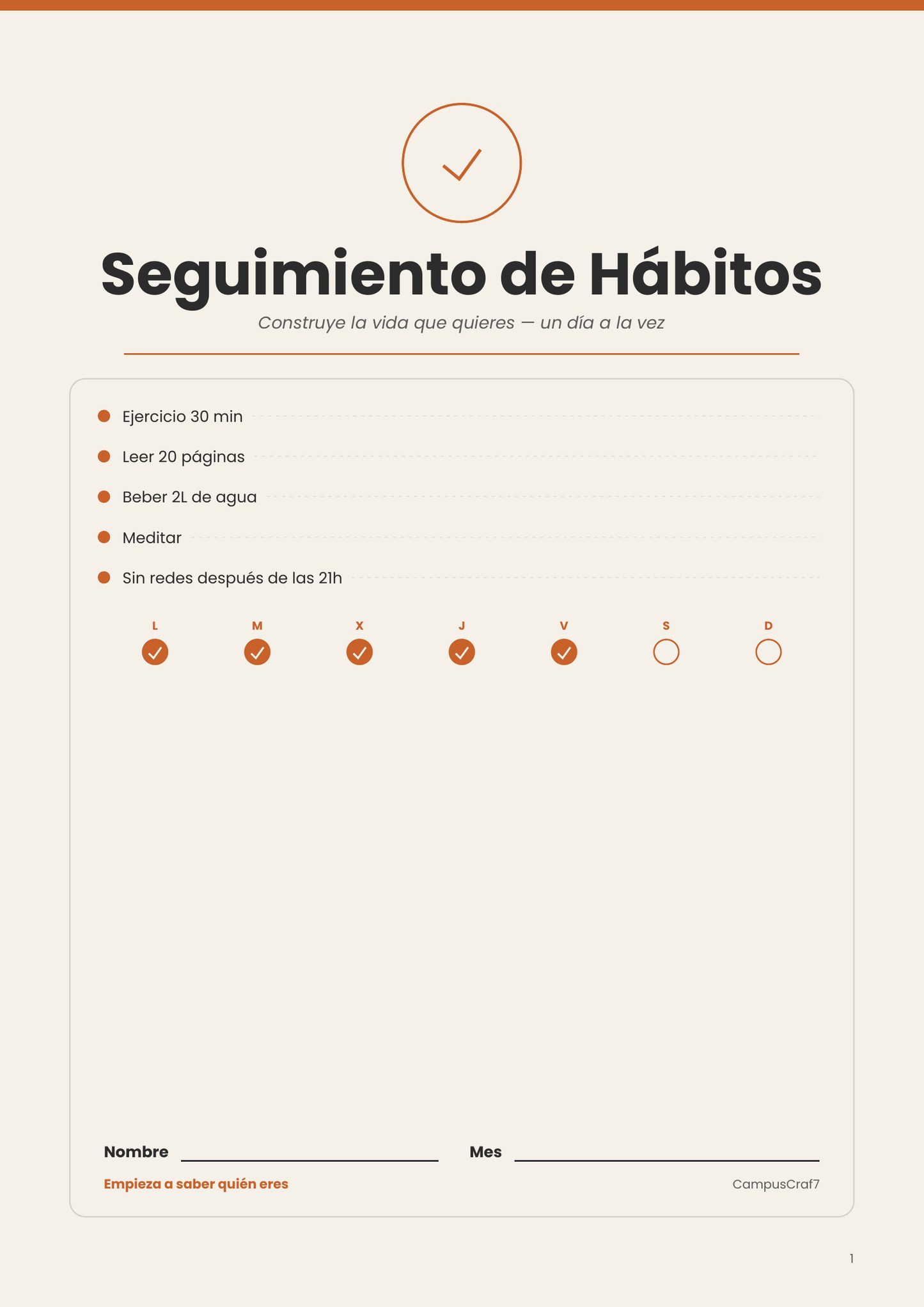 Habit Tracker Spanish Version