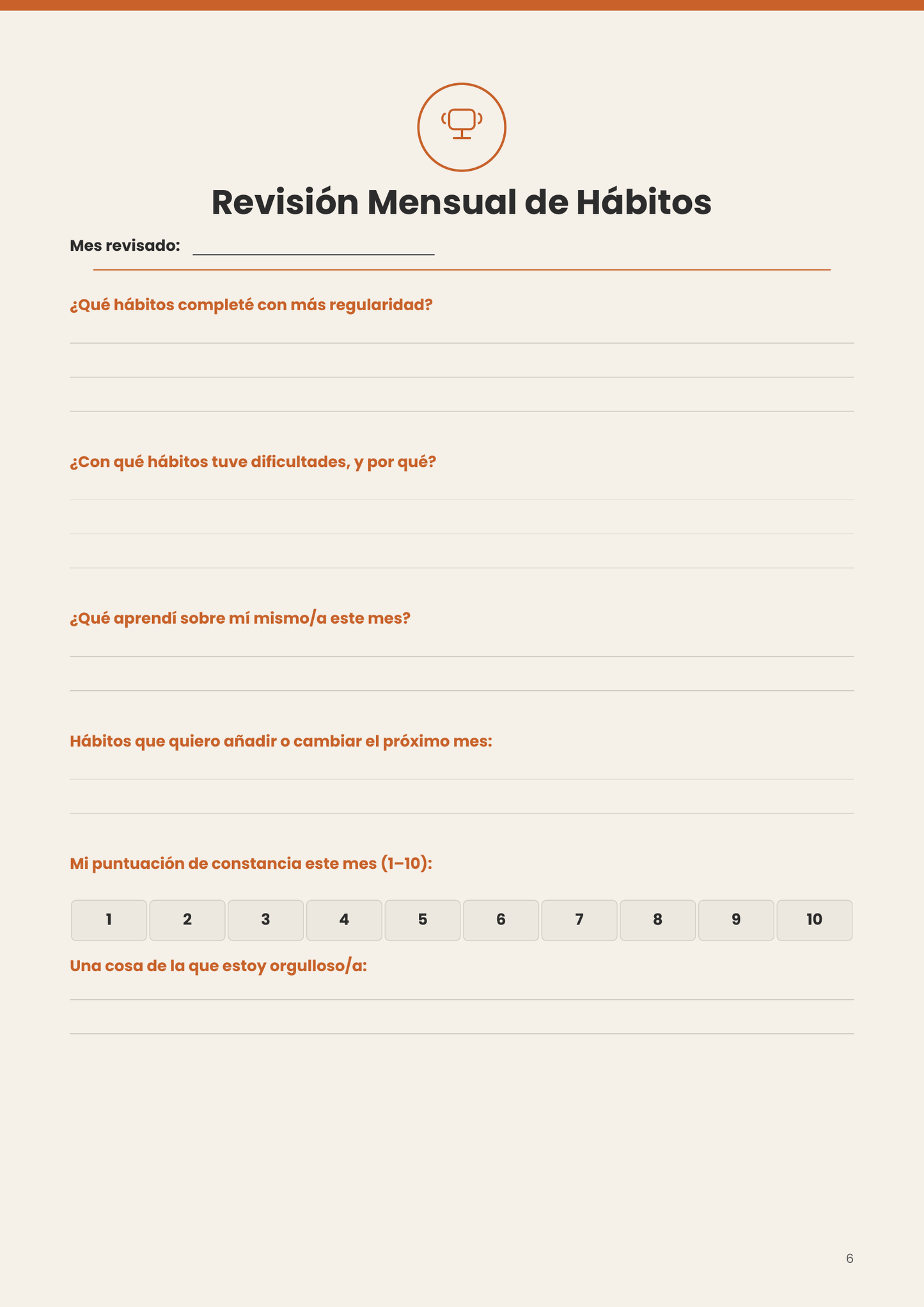 Habit Tracker Spanish Version