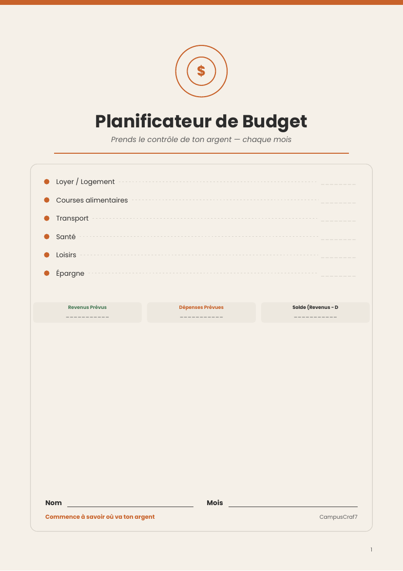 Budget Planner - French Version
