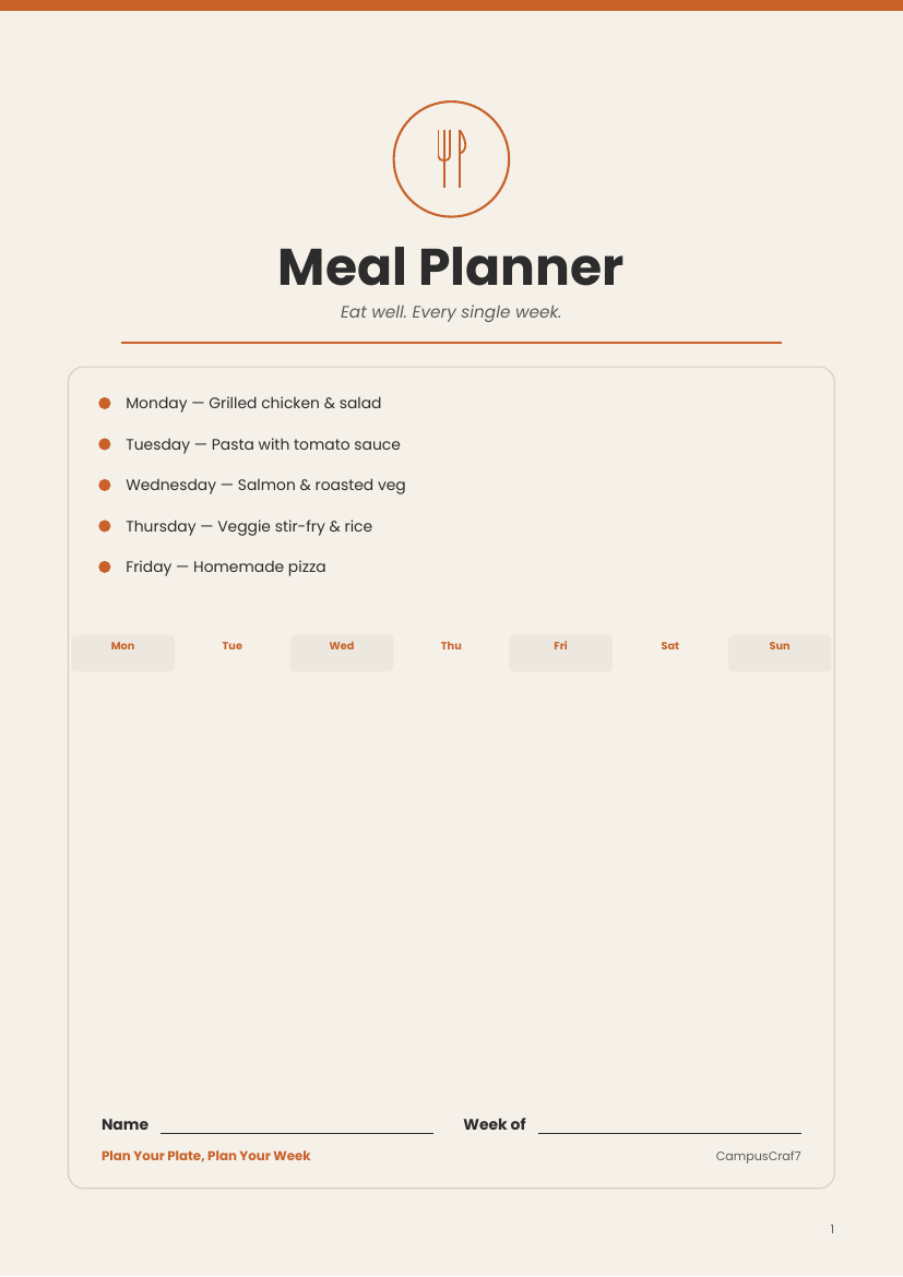 Meal Planner - English Version