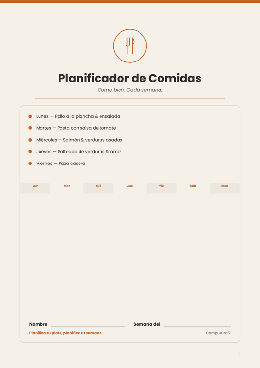 Meal Planner - Spanish Version