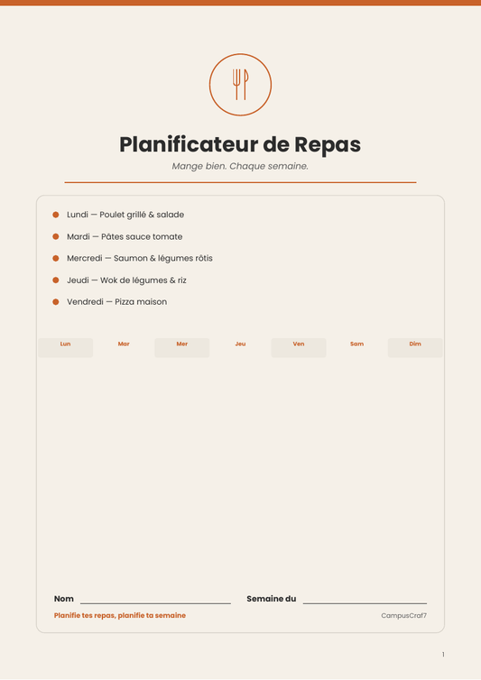 Meal Planner - French Version