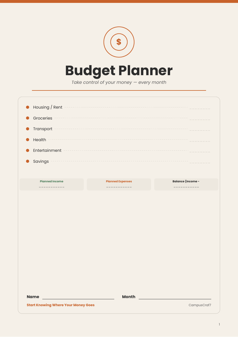 Budget Planner - English Version