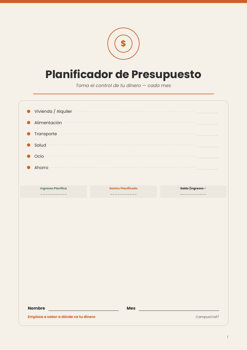 Budget Planner - Spanish Version