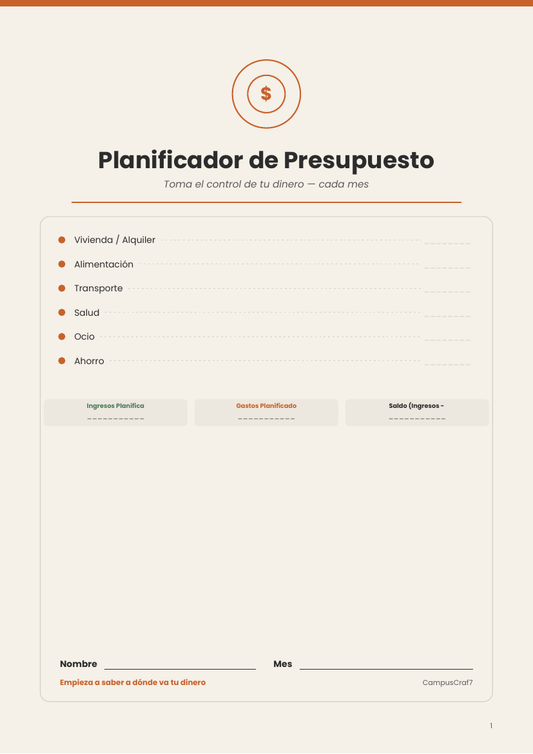 Budget Planner - Spanish Version