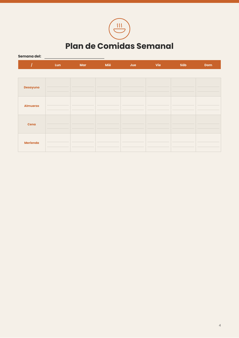 Meal Planner - Spanish Version