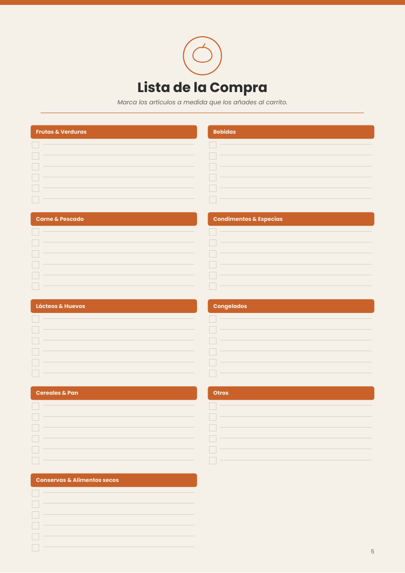Meal Planner - Spanish Version