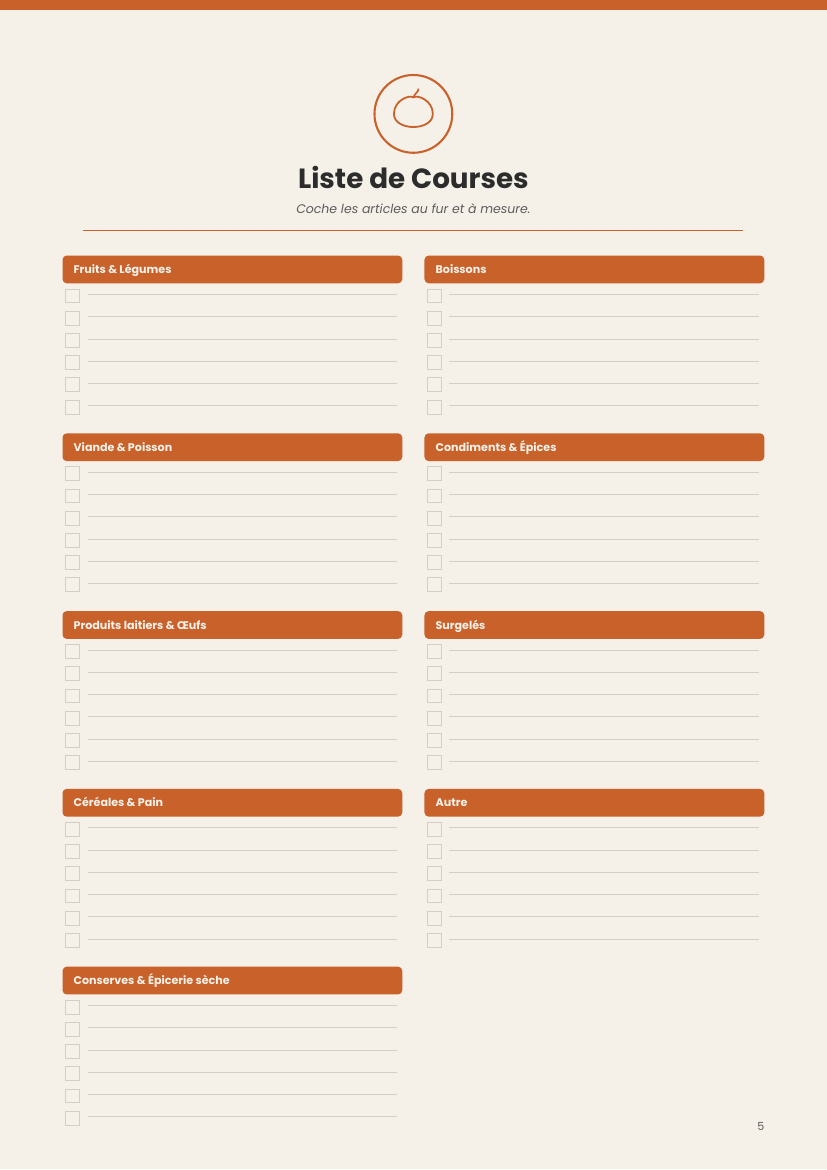 Meal Planner - French Version