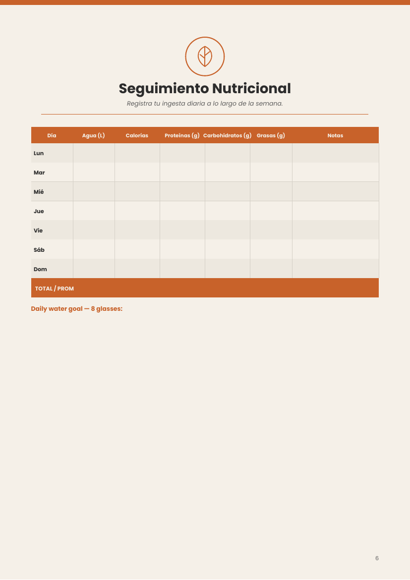 Meal Planner - Spanish Version